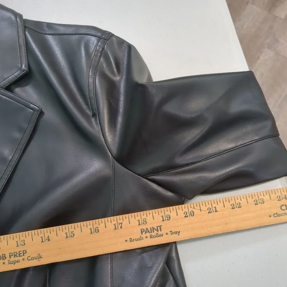 BB DAKOTA BLACK VEGAN FAUX LEATHER JACKET BUTTON UP extra large